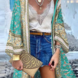 Women's Printed Open Front Kimono Cardigan