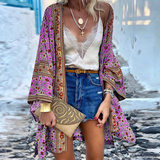 Women's Printed Open Front Kimono Cardigan