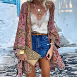 Women's Printed Open Front Kimono Cardigan