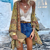 Women's Printed Open Front Kimono Cardigan