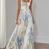 Women's Floral Print Square Neck Maxi Dress