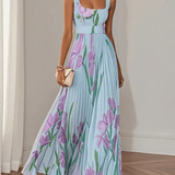 Women's Floral Print Square Neck Maxi Dress