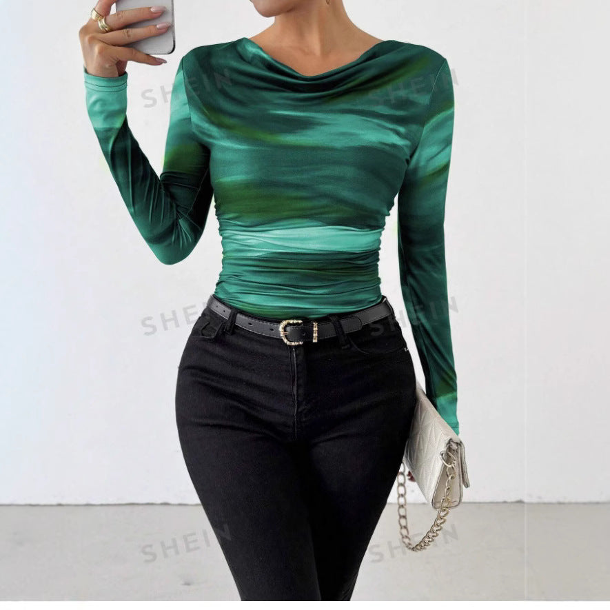 Women’s Printed Cowl Neck Top