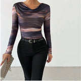 Women’s Printed Cowl Neck Top