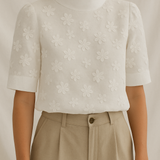 Ladies’ High Neck Floral Lace Top