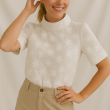 Ladies’ High Neck Floral Lace Top