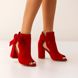 Women's Peep Toe Block Heel Ankle Boots