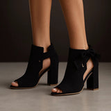 Women's Peep Toe Block Heel Ankle Boots