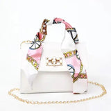 Printed Scarf Handle Crossbody Satchel Bag