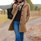 Women's Longline Button-Front Wool Coat