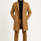 Men's Long Lapel Collar Buttoned Winter Coat
