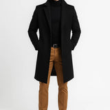 Men's Long Lapel Collar Buttoned Winter Coat