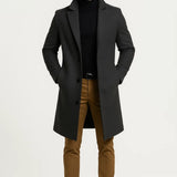 Men's Long Lapel Collar Buttoned Winter Coat