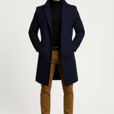 Men's Long Lapel Collar Buttoned Winter Coat