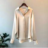 Women's Satin Button Front Blouse