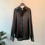 Women's Satin Button Front Blouse