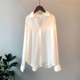 Women's Satin Button Front Blouse