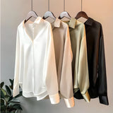 Women's Satin Button Front Blouse