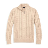 Men's Cotton Half-Zip Sweater with High Collar