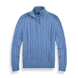 Men's Cotton Half-Zip Sweater with High Collar