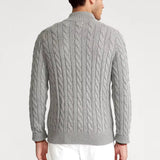 Men's Cotton Half-Zip Sweater with High Collar