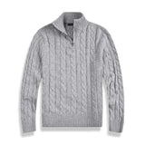 Men's Cotton Half-Zip Sweater with High Collar