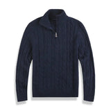 Men's Cotton Half-Zip Sweater with High Collar