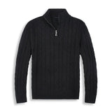 Men's Cotton Half-Zip Sweater with High Collar