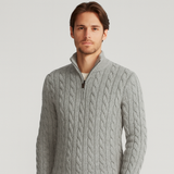 Men's Cotton Half-Zip Sweater with High Collar
