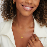 Double Layer Stainless Steel Necklace, Round Pendant