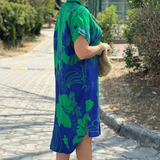 Ladies’ Red Floral Shirt Dress