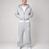 Premium Floral Tracksuit – Zip-Up Hoodie & Wide Leg Joggers Set