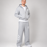 Premium Floral Tracksuit – Zip-Up Hoodie & Wide Leg Joggers Set