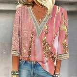 Women's Printed V-Neck Blouse