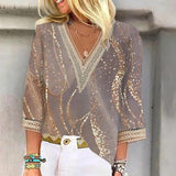 Women's Printed V-Neck Blouse