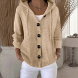 Women's Hooded Button Knit Cardigan