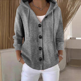 Women's Hooded Button Knit Cardigan