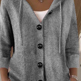 Women's Hooded Button Knit Cardigan