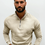 Men's Quarter Zip Long Sleeve Knit Pullover