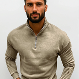 Men's Quarter Zip Long Sleeve Knit Pullover