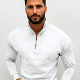 Men's Quarter Zip Long Sleeve Knit Pullover