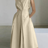 Women's Sleeveless Collared Maxi Dress