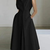 Women's Sleeveless Collared Maxi Dress