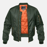 Classic Quilted-Lined Bomber Jacket with Ribbed Cuffs