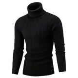 Men's Ribbed Roll-Neck Knitted Stretch Sweater