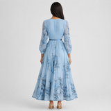 Women's Pleated V-Neck Midi Occasion Dress
