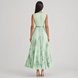 Women's Pleated V-Neck Midi Occasion Dress
