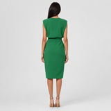 Women's Ruched Midi Dress with Front Cut-Out