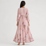 Women's Pleated V-Neck Midi Occasion Dress