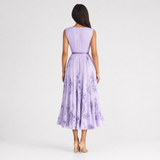 Women's Pleated V-Neck Midi Occasion Dress